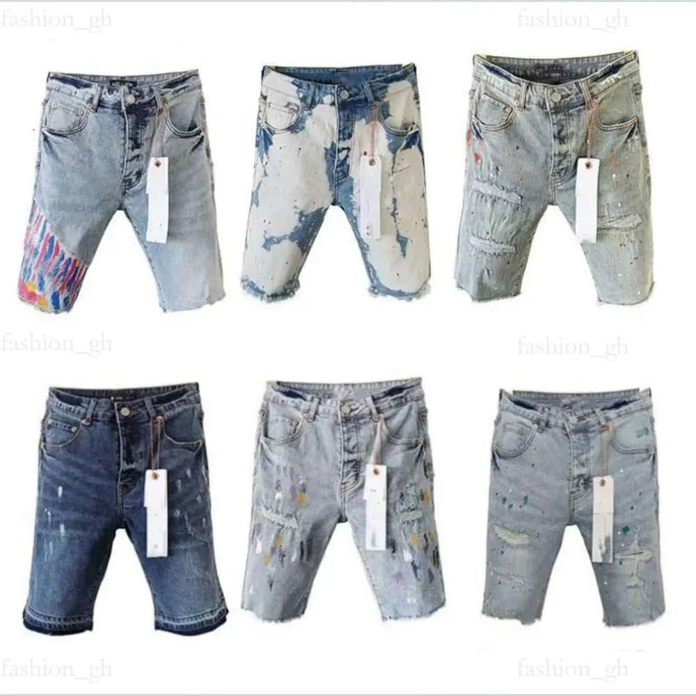 Paarse merk jeans ontwerper heren jeans shorts broek hiphop casual korte knie lenght Jean Clothing 29-40 plus maat hoge kwaliteit shorts denim jeans 218