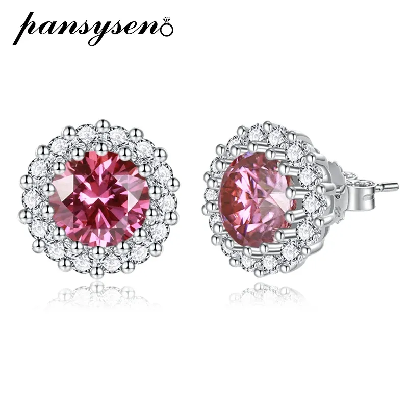 Boucles d'oreilles Pansysen New Trendy 100% 925 Sterling Silver VVS1 1 CT Real Moisanite Femmes Stud Oreads Party Fine Jewelry Gift Drop Shipping