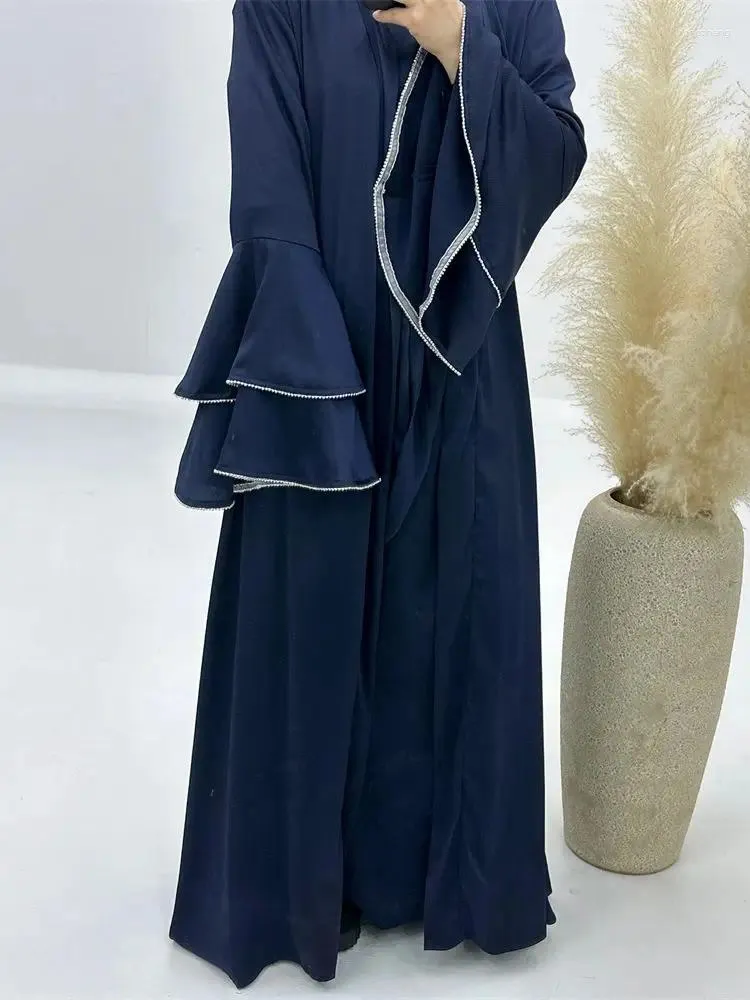 Этническая одежда Eid Pagoda Dubai Kimono abaya 3 Piece Set Luxury Мусульманские наборы Kaftan Modest For Women Caftan Ansembles Marocain