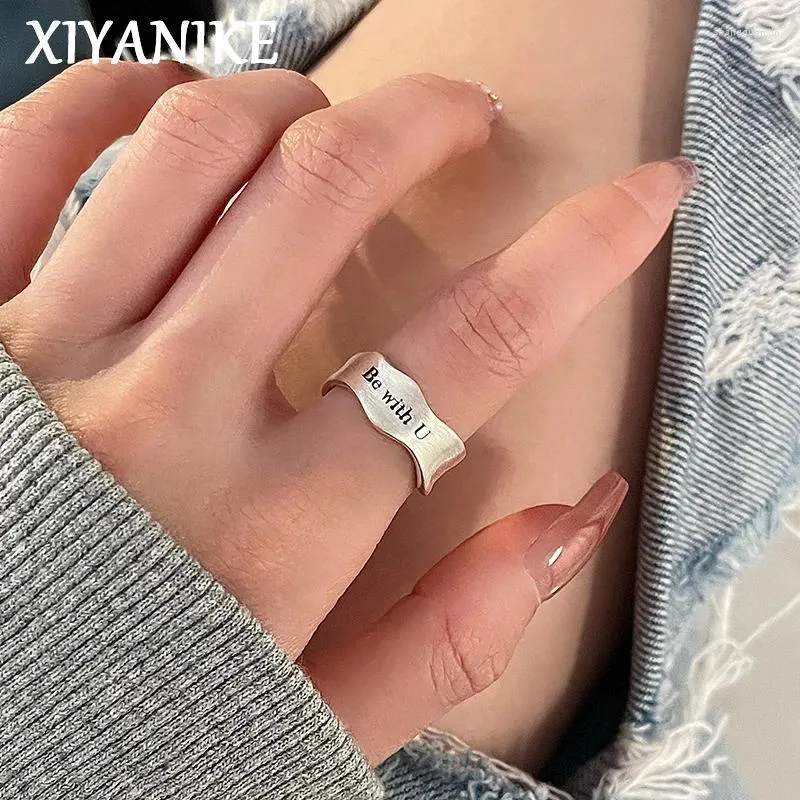 Cluster ringen xiyanike minimalistische golfletters manchetvinger voor vrouwen meisje zoete mode sieraden vriend geschenkfeest Anillos mujer