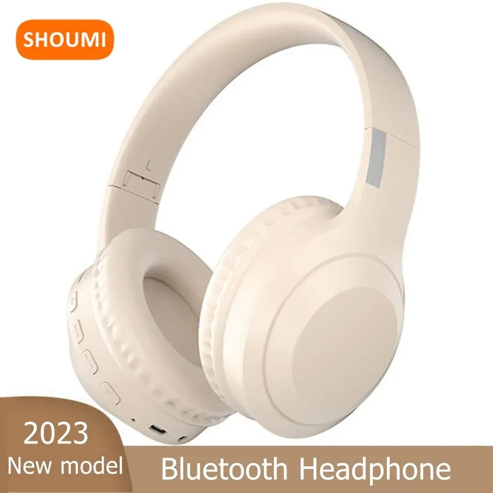 Earphones Shoumi Bluetooth Headphones with Hifi Sound Earphone Fold Headset Bass Support SD Card Mp3 Player with Mic for Mobile Music Game