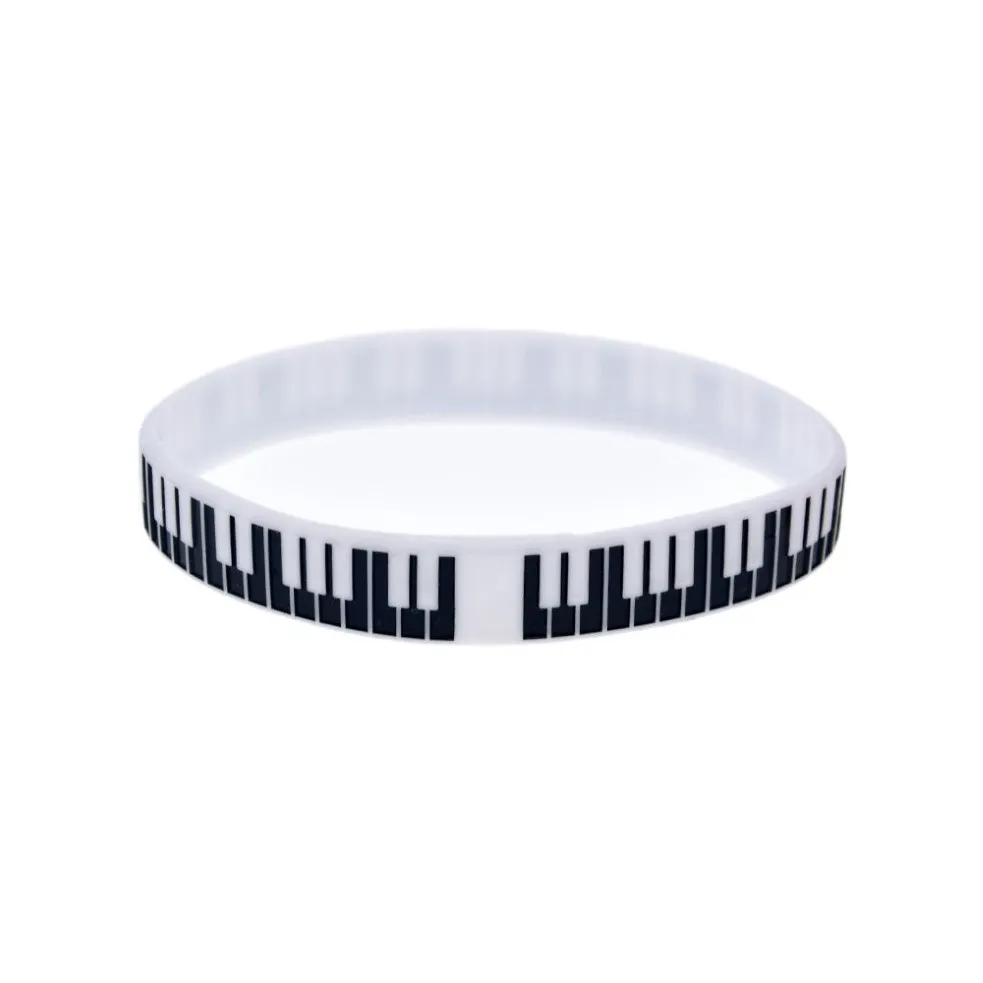 100pcs Bracelet en caoutchouc en silicone clé piano idéal à utiliser dans tous les avantages cadeaux pour les fans de musique 201k