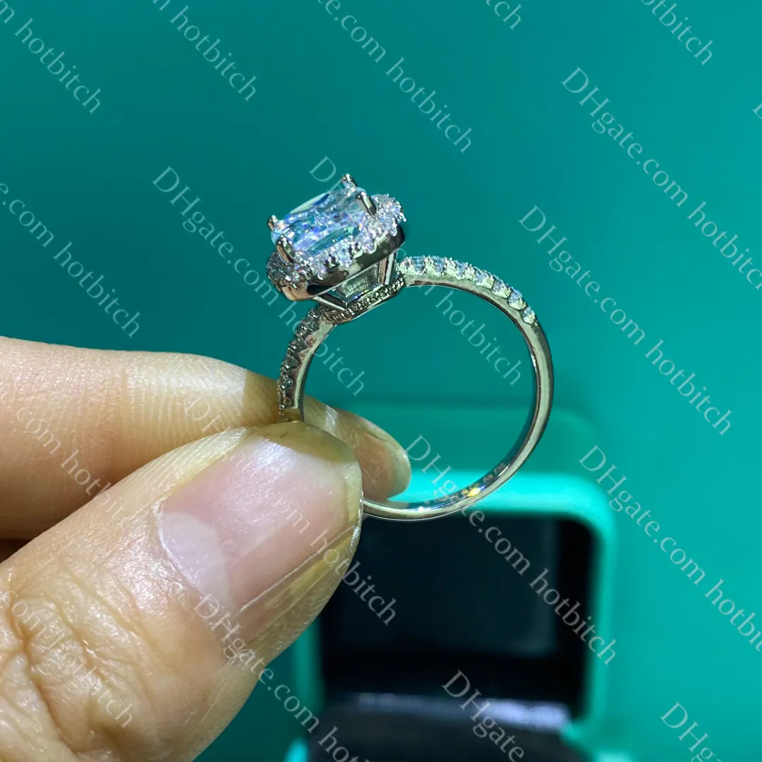 Luxus Ehering Hochwertige Damen -Diamantring Klassiker Designer 925 Silberringe für Frauen Damen Jubiläum Juwely Geschenk mit Schachtel