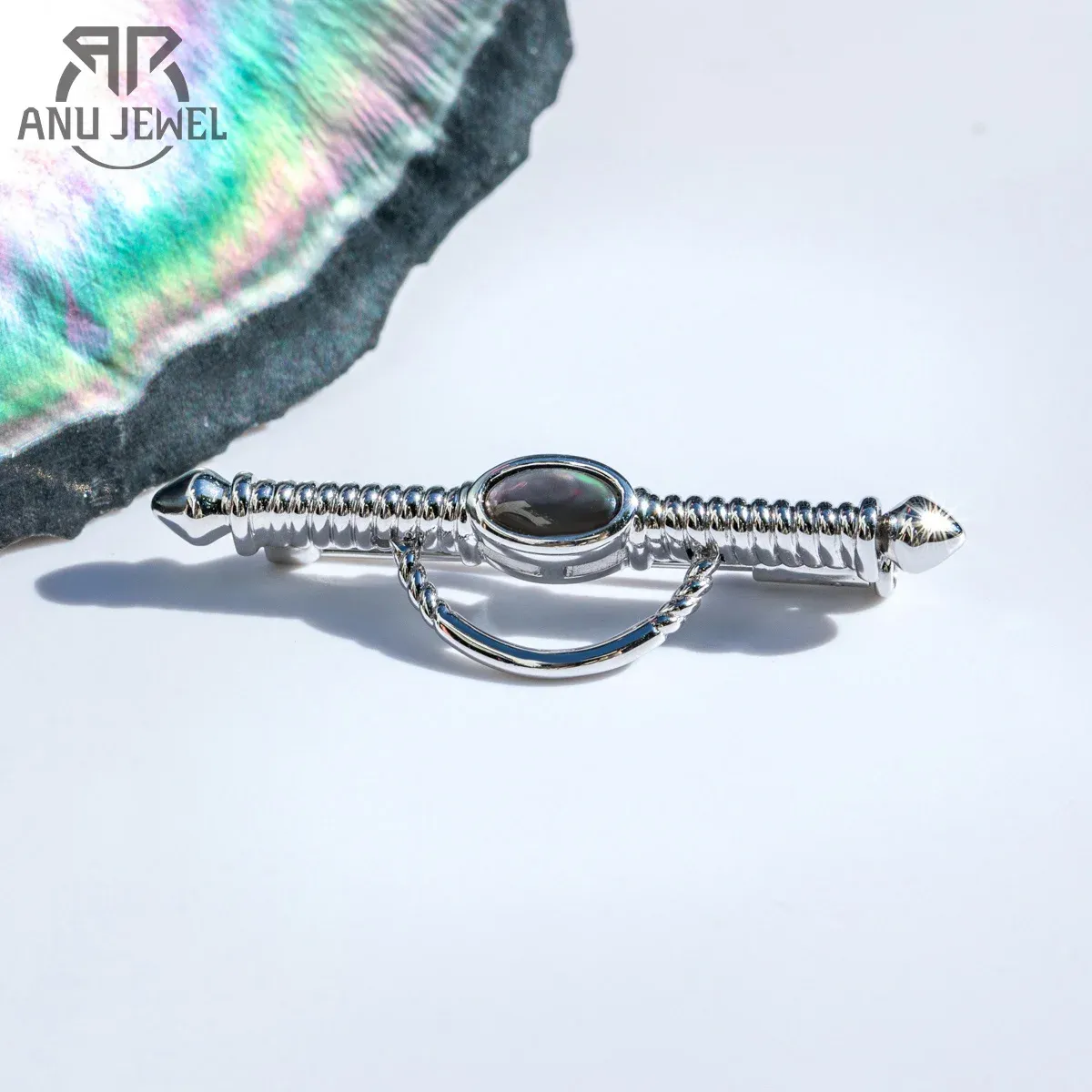 Jewelry AnuJewel Black Pearl Shell Brooch Tahitian Black Pearl Shell Seawater Pearl Women Jewelry Wholesale