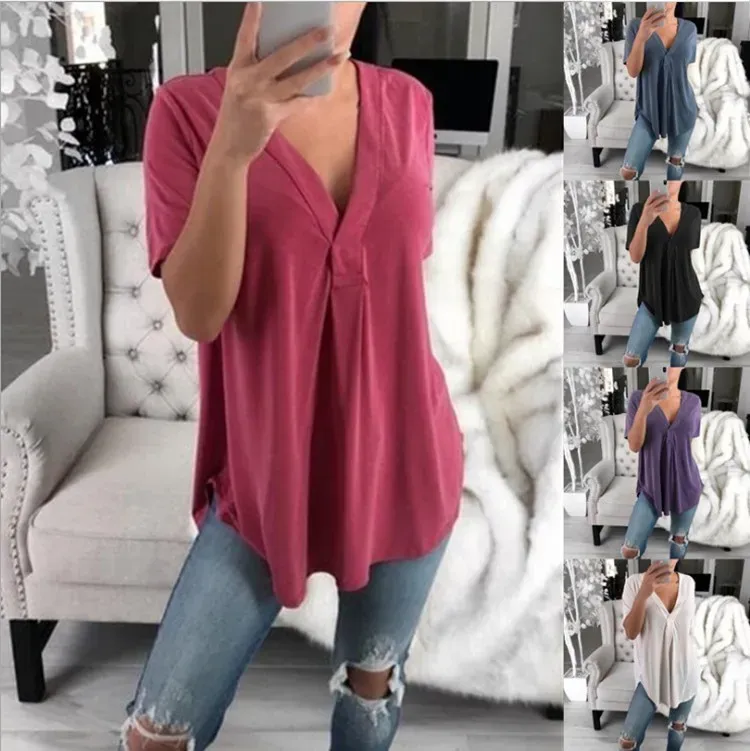 Shirts zwangerschapskleding lange mouw vneck blouse shirt pullover top zomer losse vrouwelijke vrouwelijke vrouwen solide blouse shirts plus maat