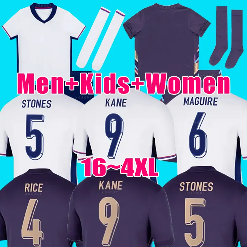 24 25 25 Englands Football Shirt Bellingham Rashford Kane Euro Puchar Piłka nożna Narodowa drużyna narodowa Dom Białe na wyjeździe Purple Men Kit Kit Kit Sake Saka Rice Foden 16-4xl