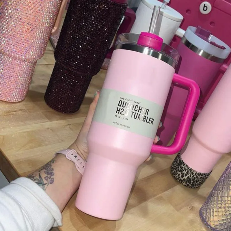 The Queencher H2.0 Tumbler 40oz 7 ore Fold 20 ore Coppe ghiacciate 304 Swig Wine Cup Cup Portable Cup Portable Cupt Flamingo