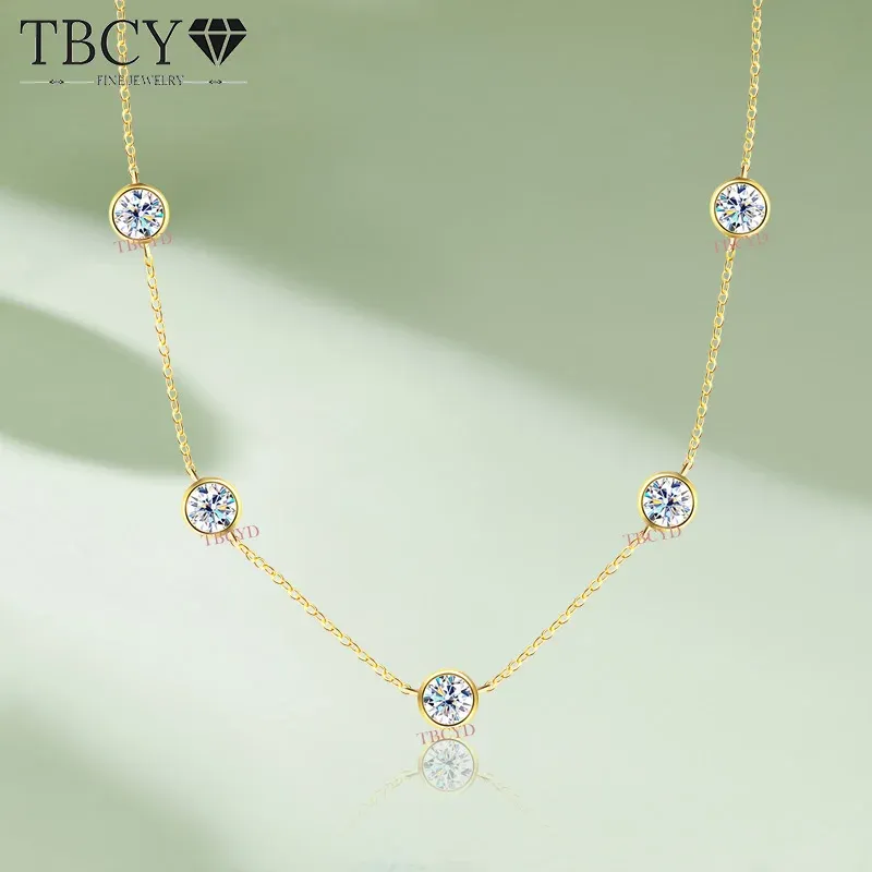 Halsband TBCYD 5mm Bubble Moissanite Necklace GRA Certified Original 18K Gold Plated 925 Silver Diamond Choker Choker för kvinnors smycken