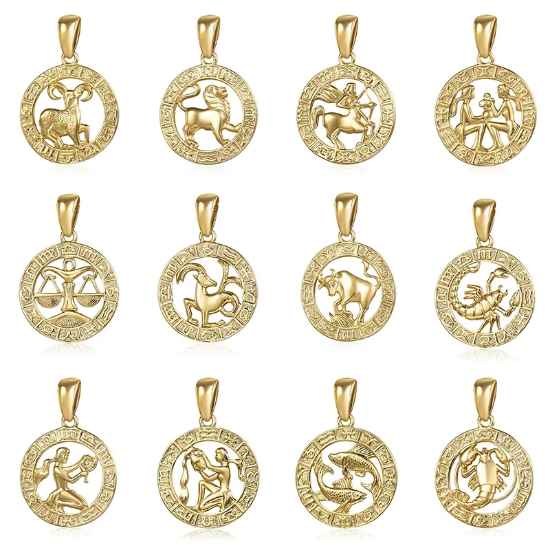 Charms Trendsmax 12pcs Constellation Zodiac Sign 585 Rose Gold Pendant Gold Gold Color Horoscope Pendants GPM24 / 16