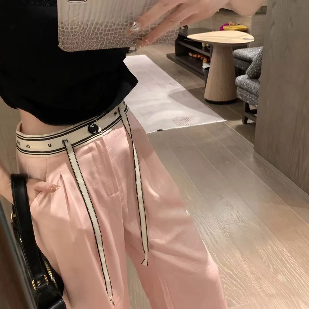 Luxury Pant Woman Designer Casual Straight Polyester Cotton Blend Brodery Womens Designer Clothing High Fashion Wide Leg Pants Straight Ben Letter Print