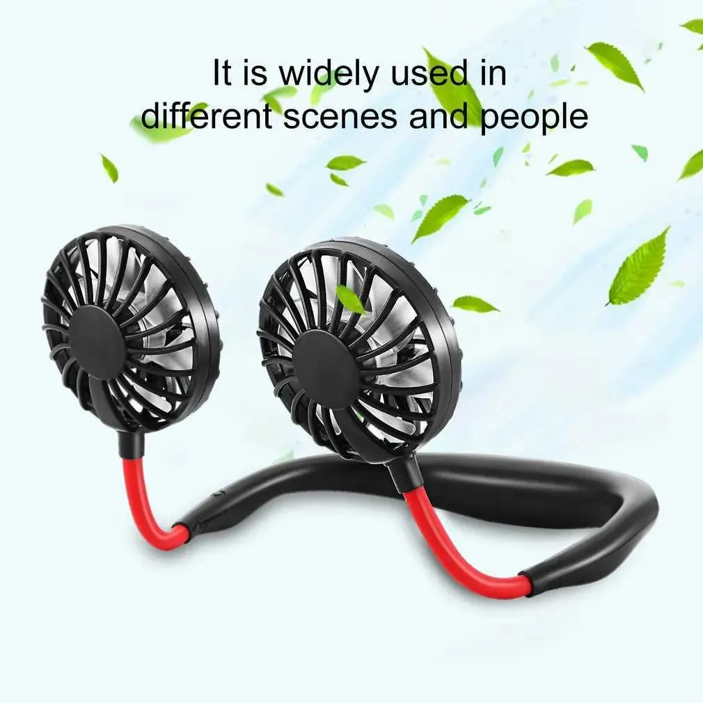 Portable Air Coolers Mini USB Draagbe Ventilator Handheld Neckless Fan Oplaadbare Batterij Kleine Draagbe Sports Fan 2000mA Local Manual Air Conditioning Y240422