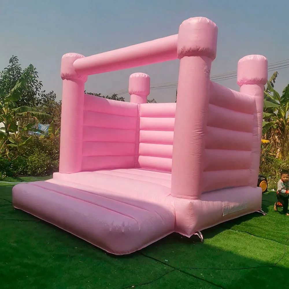 Multi-Color White wedding Inflatable Bounce House With 4 Post Pastel Wedding Bouncer Bouncy Castle For Kids Birthday Party Time