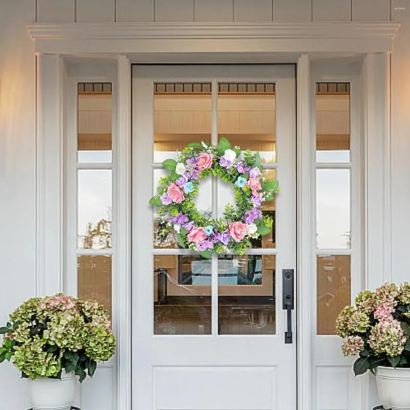 装飾的な花ローズガーランドの夏紫の花輪大きな壁ぶらぶら飾り飾り農家の玄関の玄関の玄関リボンワイヤー2024