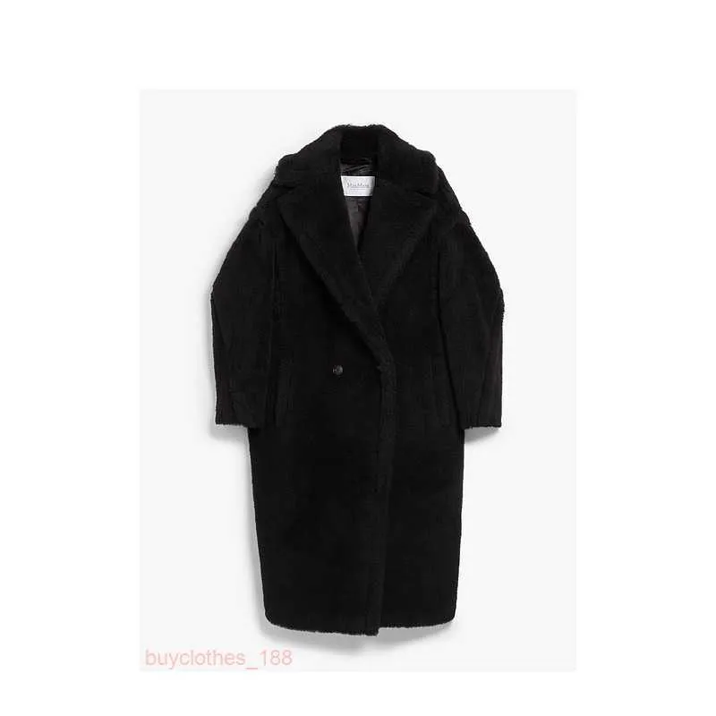 معطف العلامة التجارية معطف معطف معطف معطف Maxmara Teddy معطف الأسود