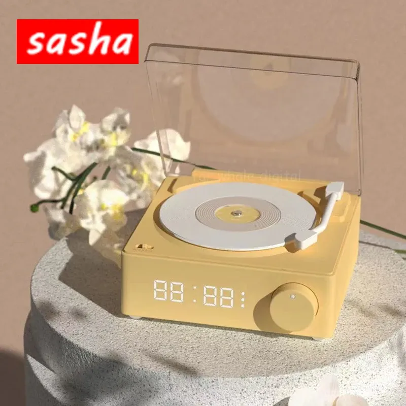 Speakers Retro Vinyl Wireless Bluetooth Speaker Alarm Clock Small Record Player Portable Highquality Audio Home Smart Stereo