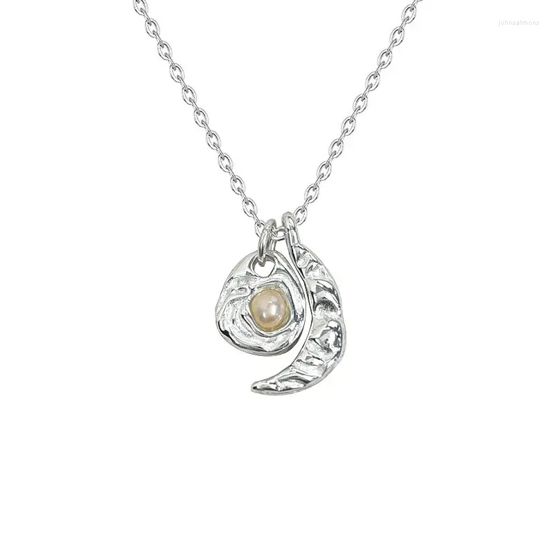 Wisiorki s925 srebrny naszyjnik dla kobiet świeżo woda perłowa słońce księżyc mody biżuteria para festiwalowa festiwal