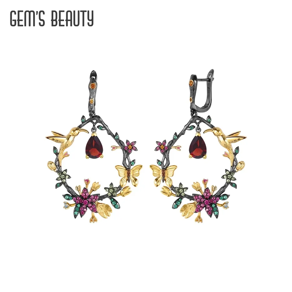 Boucles d'oreilles Gem's Beauty Secret Garden Original Design Boucles d'oreilles Boucle d'oreilles Femme Boucle d'oreille 925 Gift de luxe en argent sterling