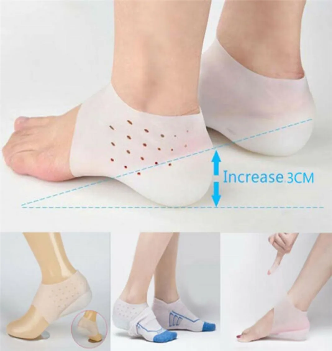 Silicone invisível altura interna palmilhas levantando meias aumentam meias de proteção para os pés ao ar livre masculino masculino almofada de calcanhar hidden hidden3672967