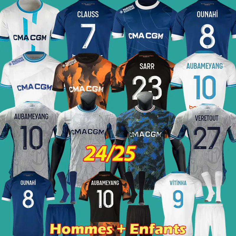 Marseilles VERETOUT 2023 2024 Esport OM soccer jerseys special 30th anniversary MBEMBA maillot de foot 23 24 25 CLAUSS OUNAHI GUENDOUZI HARIT pre match Kids Uniforms