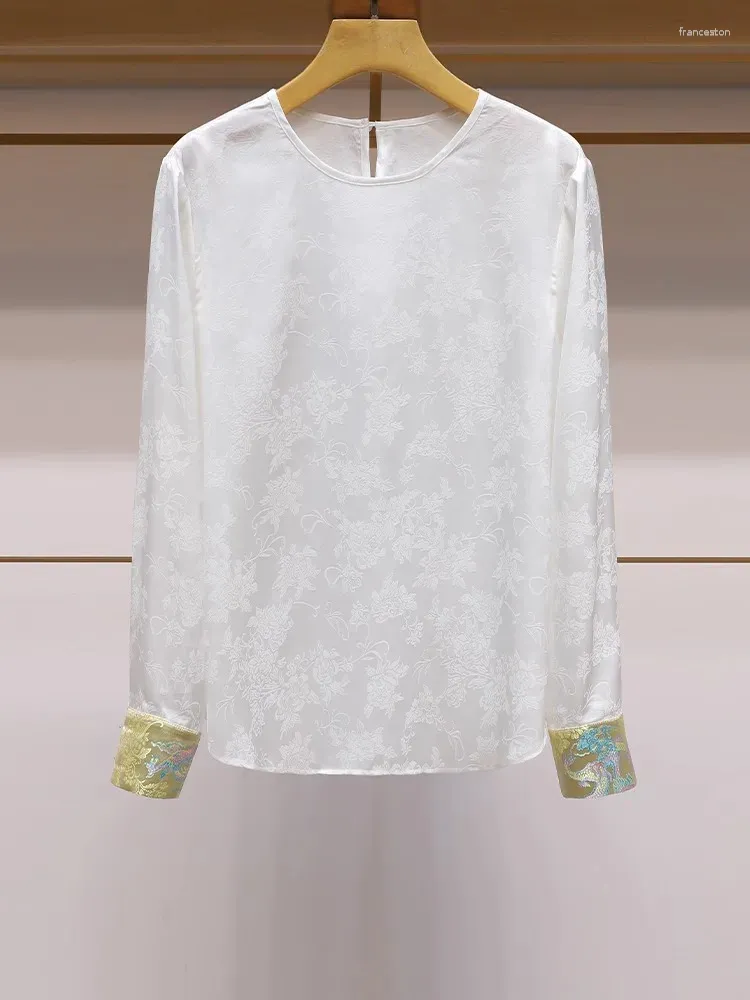 Женские блузки высококачественные роскошные китайские блузки в стиле 2024 Весна высокая температура высокой температуры рубашка с длинными рубашками