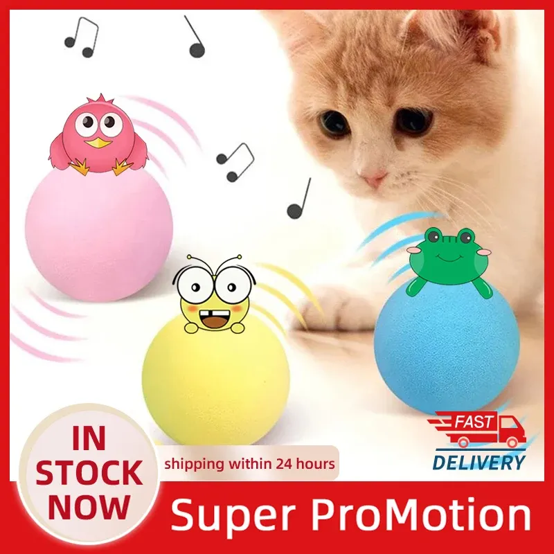 Toys Cat Toy Ball Akıllı Kedi Oyuncak Evcil Hayvan Oynamak Peluş Ball Pet Creak Malzemeleri Ürünler Kedi Oyuncak Etkileşimli Ball Evcil Hayvanlar İçin