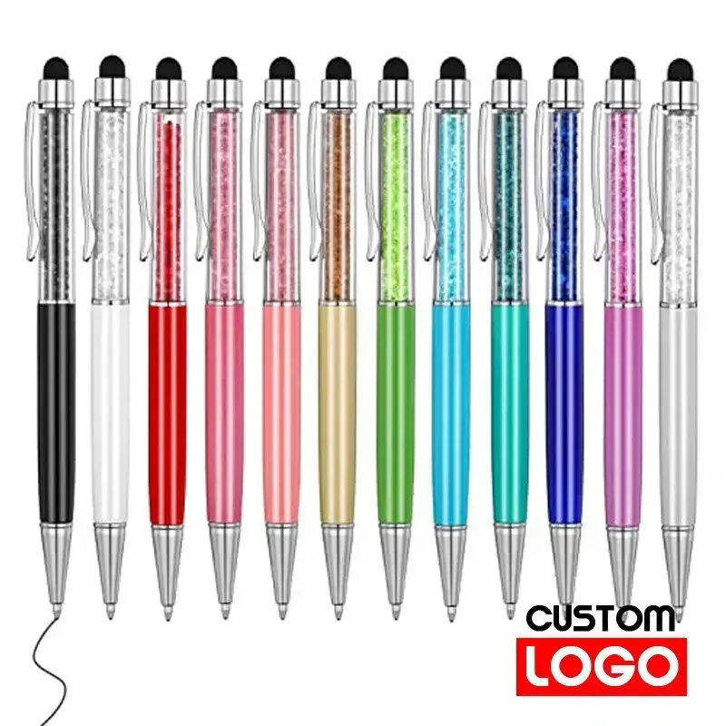 Stylos 50pen Crystal Metal Ballpoint Pen Fashion Creative Stylus Touch For Writing Stationery Office School Gift Free Custom Logo