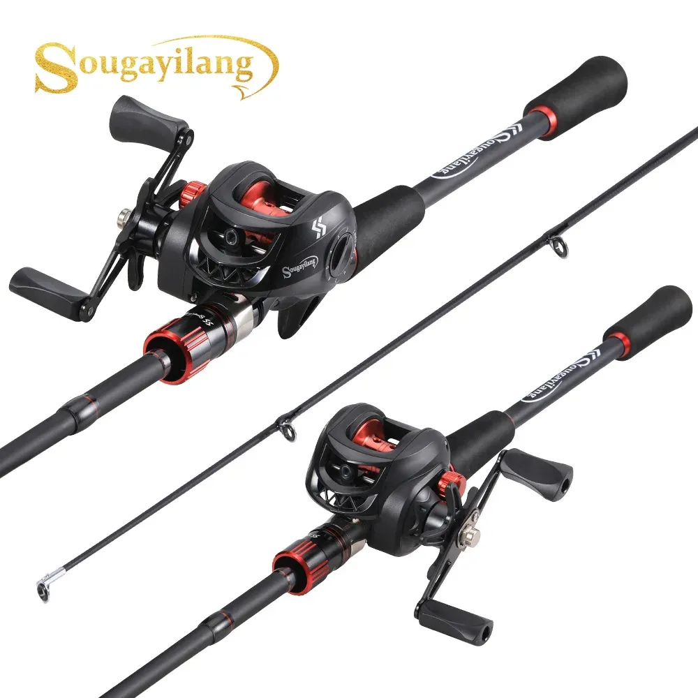 Aksesuarlar Sougayilang Baitcasting Fishing Rod Set 7.2: 1 Dişli Oran Reel Max Drag 3kg cazibesi Frehwater Fishing Bara De Pesc için