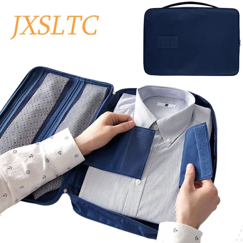 Bags JXSLTC Men's Nylon Luggage Travel Bags For Shirt Lightweight Packing Organizer Garment Packing Cubes Luggage Suitcase male bag