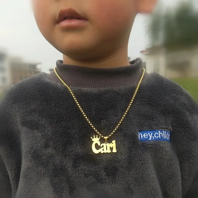 Nome personalizzato Personalizzato collana corona in acciaio inossidabile in acciaio inossidabile collana a catena per bambini personalizzata per uomo regalo di compleanno di uomini 240409