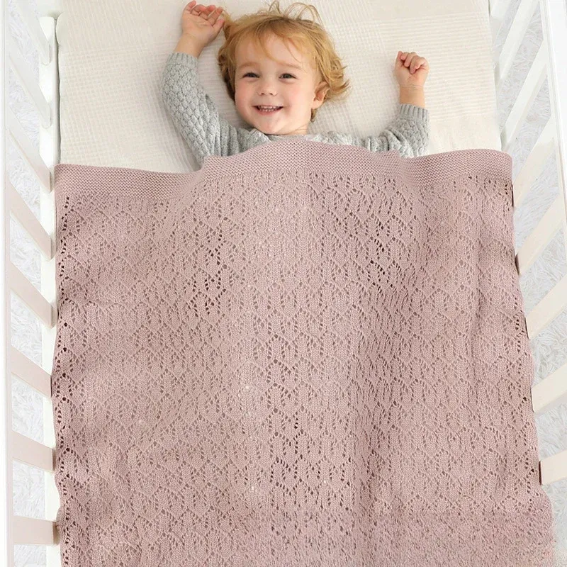 Définit des couvertures de bébé tricot tricot nouveau-né fille fille coton Porte-literie couverte de couchage 90 * 70 cm