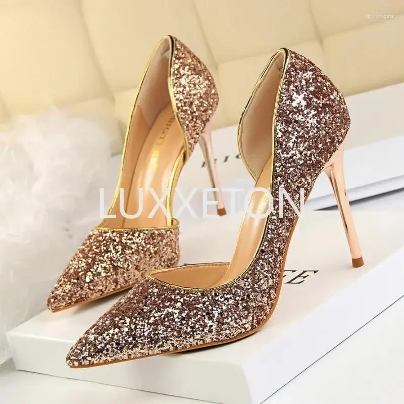 Scarpe da abbigliamento 2024 Donne 7 cm 9,5 cm con paillettes alte papille di design Luxury Designe Luxury