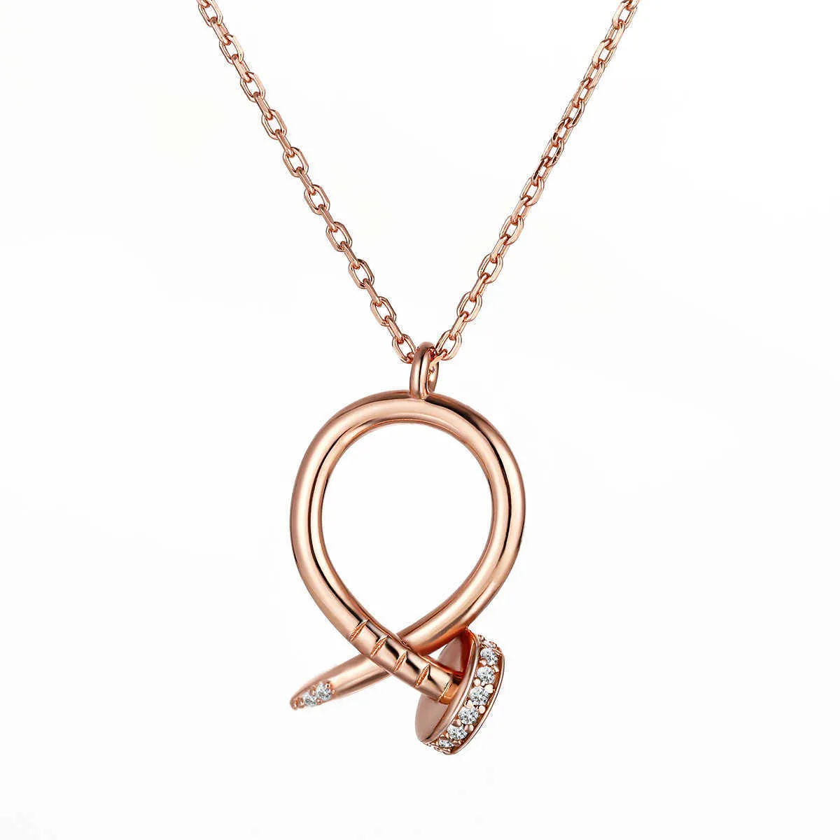 Collier de luxe Store en ligne S925 STERLING Silver Pendante Clicule Chaîne Fashion Card Home Rose Gold Collier Girl Gift