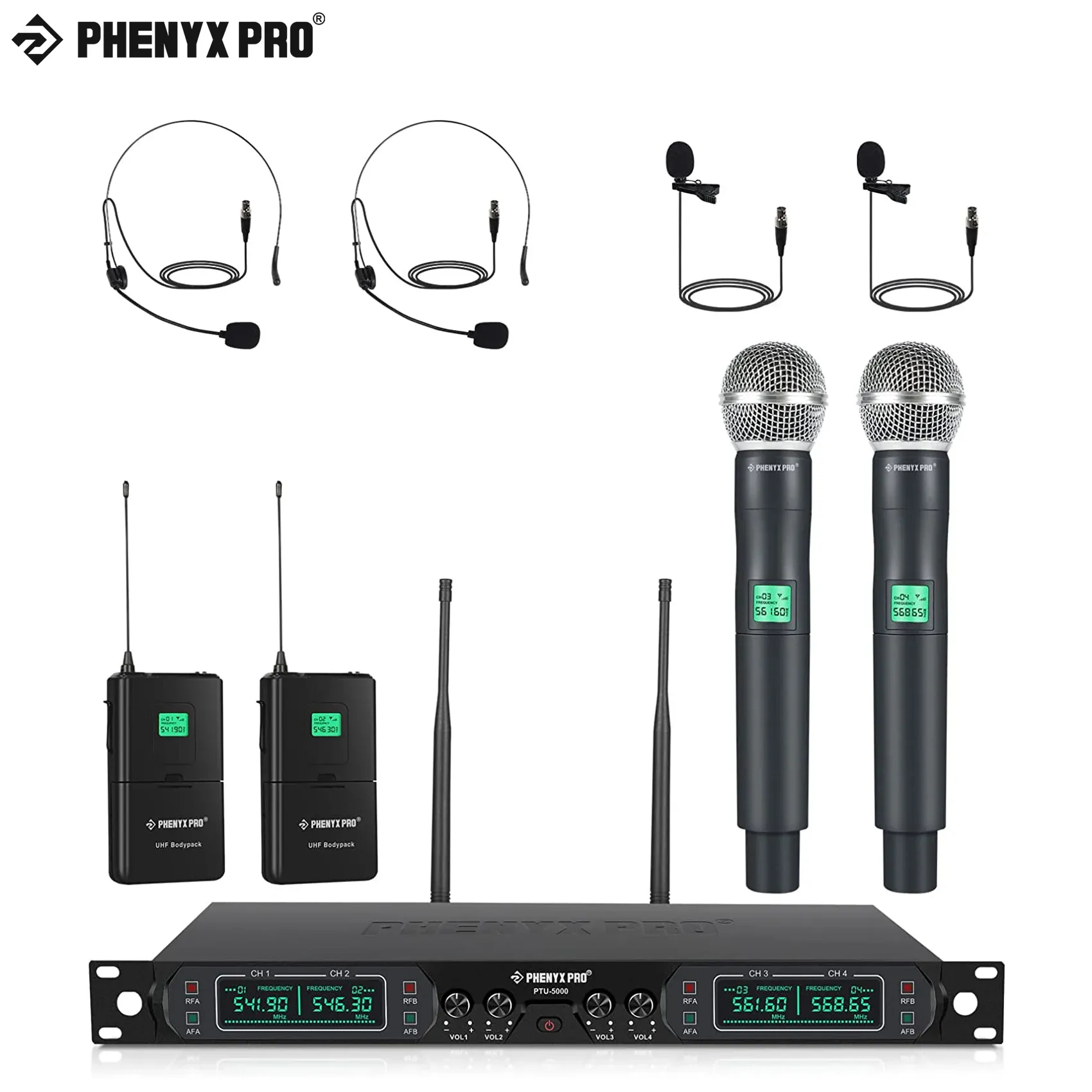 Microfones fenyx pro 4Cannel UHF Mic.