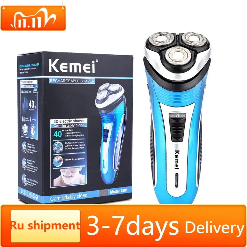 Shaver 2022 Kemei Electric Shaver for Men Professional 3 Blades Razor With Floating Cutter Head Sharp Cutting Hine