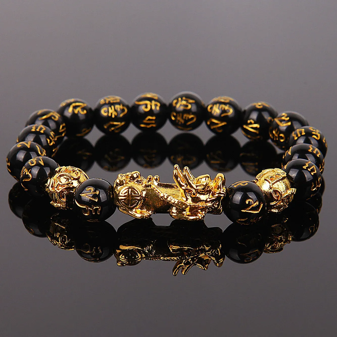 Strands Riqueza e boa sorte chinesa fengshui pixiu pulseira unissex de pulseira homens mulheres pulseiras obsidianas de bracelete joalheria presente