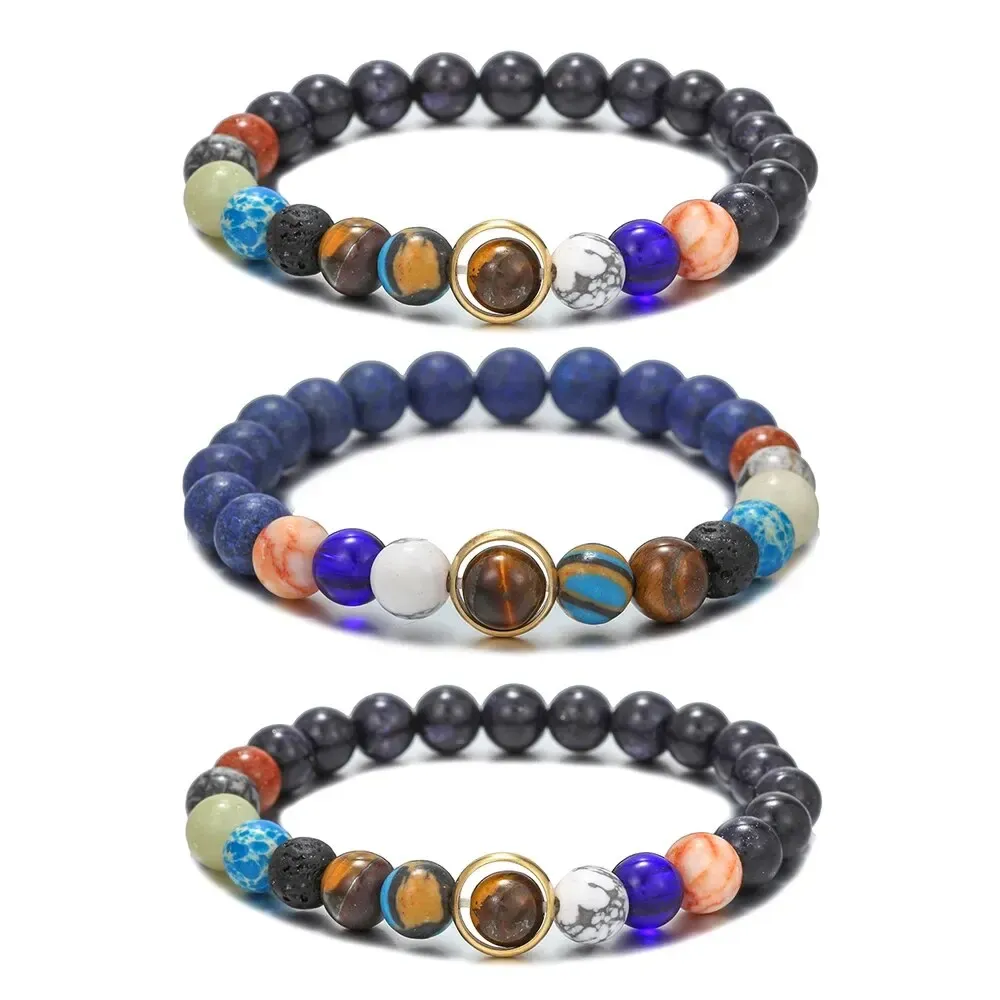 Strands 1Pc Fashion New Unisex Starry Sky Galaxy Bracelet Natural Stones Elastic Female Wrist Jewelry Dailylife Accessories Gifts