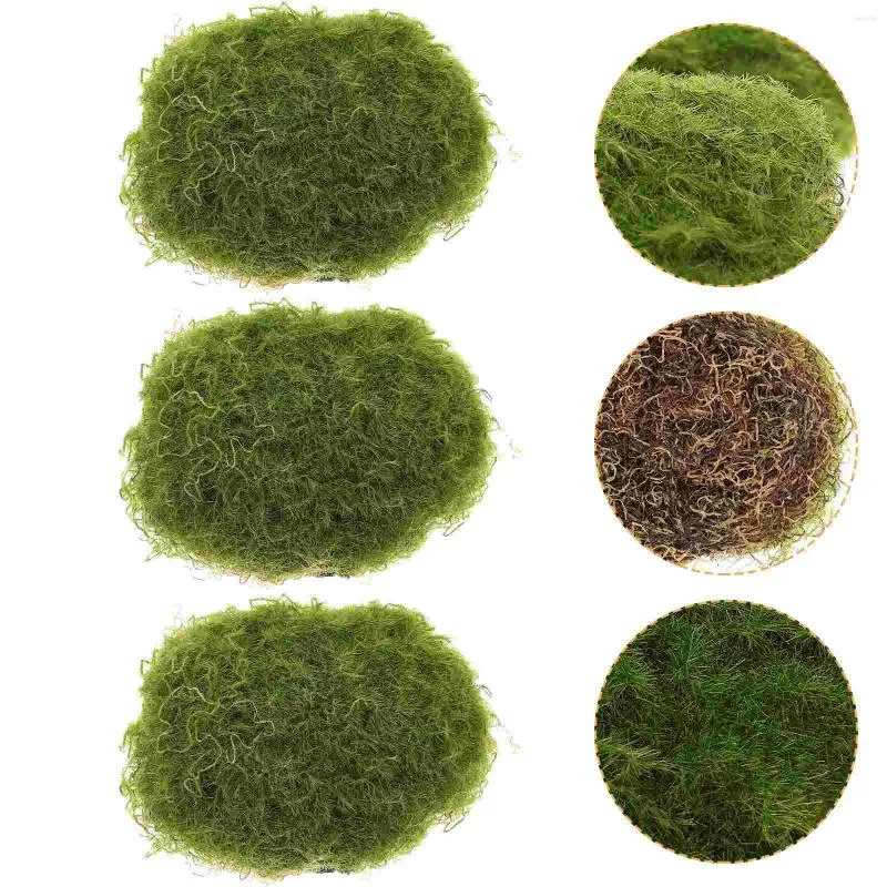 Fleurs décoratives 6 PCS MOSS BALL IMITÉ MOSSU DÉCOR ARTIFICIAL STONES ROCKS MICRO OFFICE FAUX