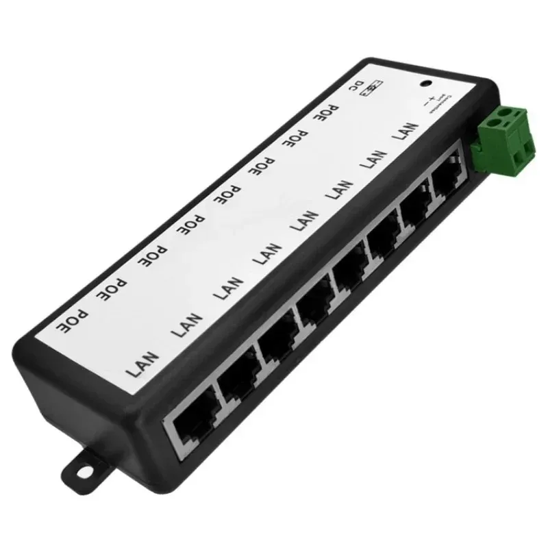 NIEUWE POE Injector 8 Ports Poe Splitter voor CCTV -netwerk POE Camera Power over Ethernet IEEE802.3AF Hot Sale voor Poe Injector Power