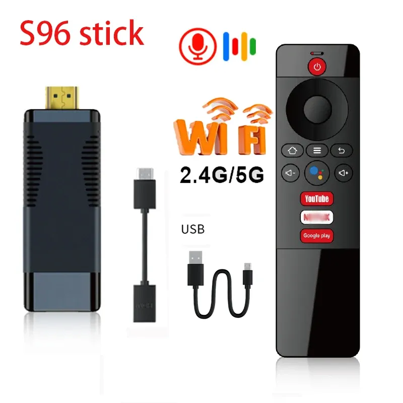 Control S96 Stick Smart Android TV Stick 4K HD Voice Remote Control Dual WIFI with BT5.0 Android 10.0 H313 Tv Box2G 16G 1G 8G