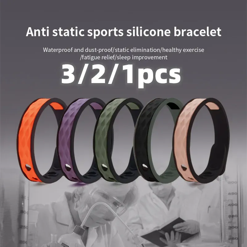 Strängar 3/2/1 st Silikonarmband Anti Statiskt negativt hologramarmband Static Elimination Bangles Water Proof Arvband