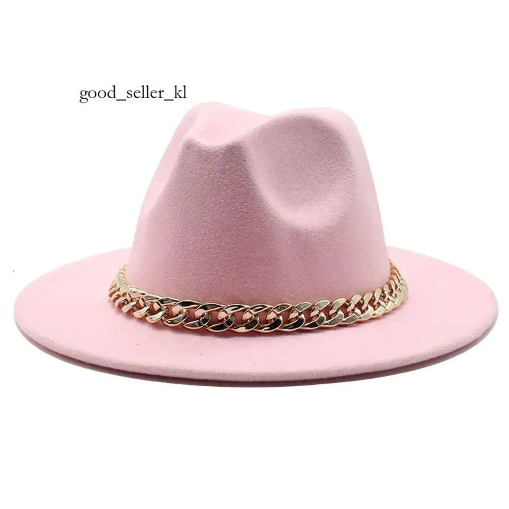 Fedora Designer Hats For Women Men Wide Brim épais Fashion Gold Chain Band Felted Hat Jazz Cap d'hiver automne Panama Luxury Hat 508