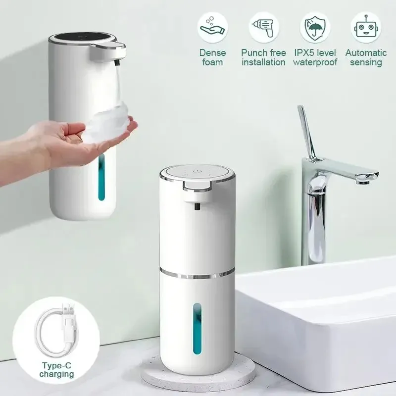 Portable Soap Dispenser Electric Automatic Touchless Foaming Soap Dispenser 4 Level Adjustable 380ml USB Rechargeable