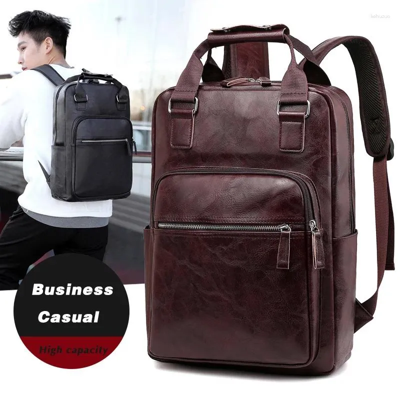 Backpack Luxury Men's Backpacks PU Leather Business Man Sac 2024 Ordinateur de créateur Big Captile Computer Backpackbriefcase