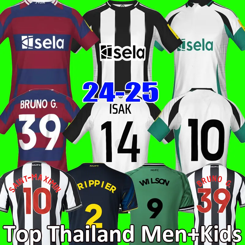 24 25 Isak Tonali Newcastle Home Away Soccer Jerseys 130周年記念ボットマンBotman Bruno G Joelinton Trippier 2024 MaximinWilson Targett Football Shird Men Kids Kits