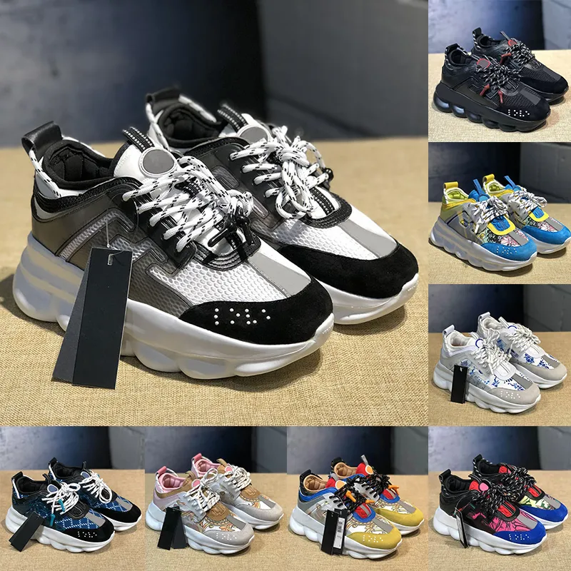 Oversized Platform Versace Chain Reaction Designer Dress Shoes Multi-Color Rubber Suede Leopard Pink Black White【code ：L】Loafers Trainers Sneakers