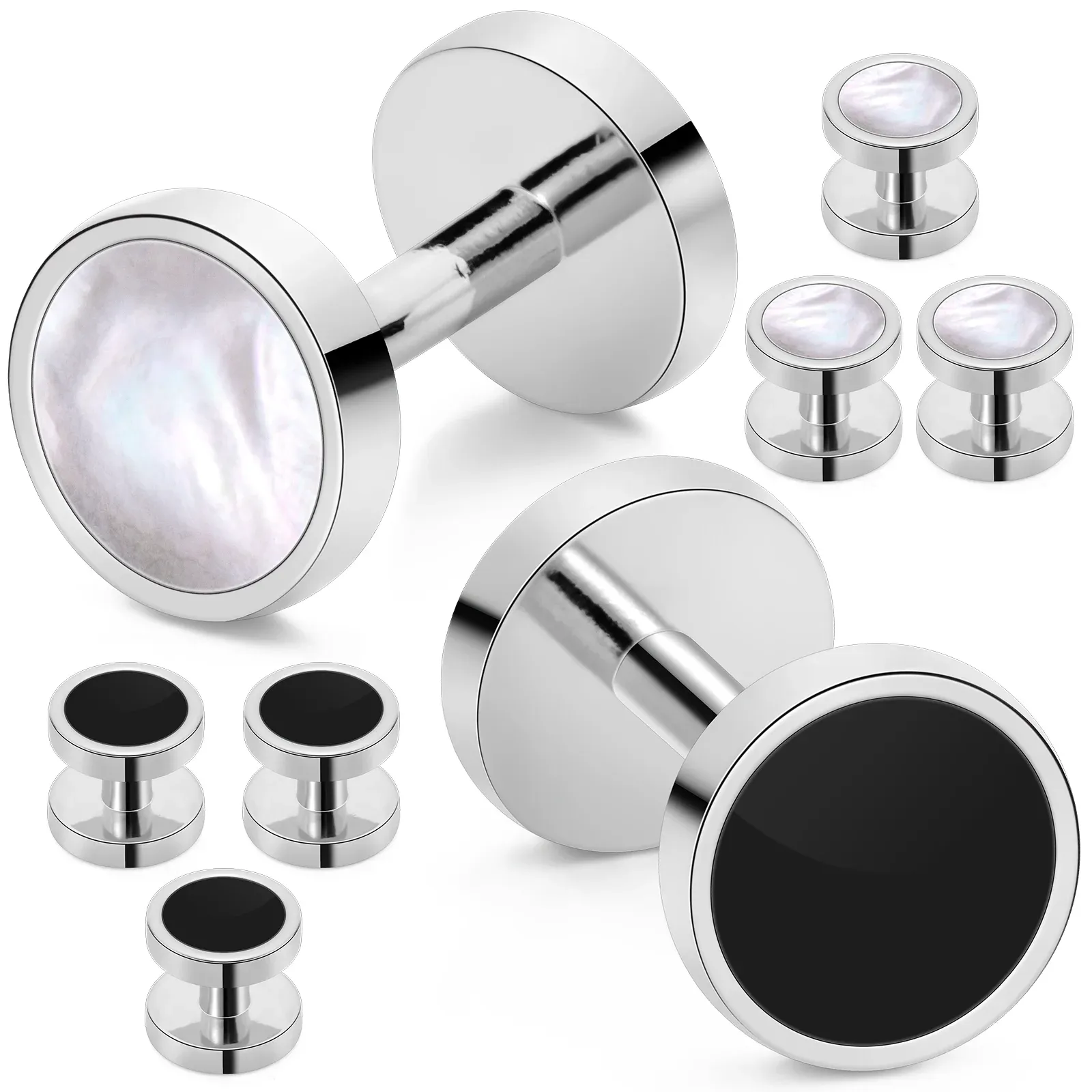 Links HAWSON Double sided Black Agate and MotherofPearl Tuxedo Shirt Button and Cufflink Set,Specially Designed for Wedding Business