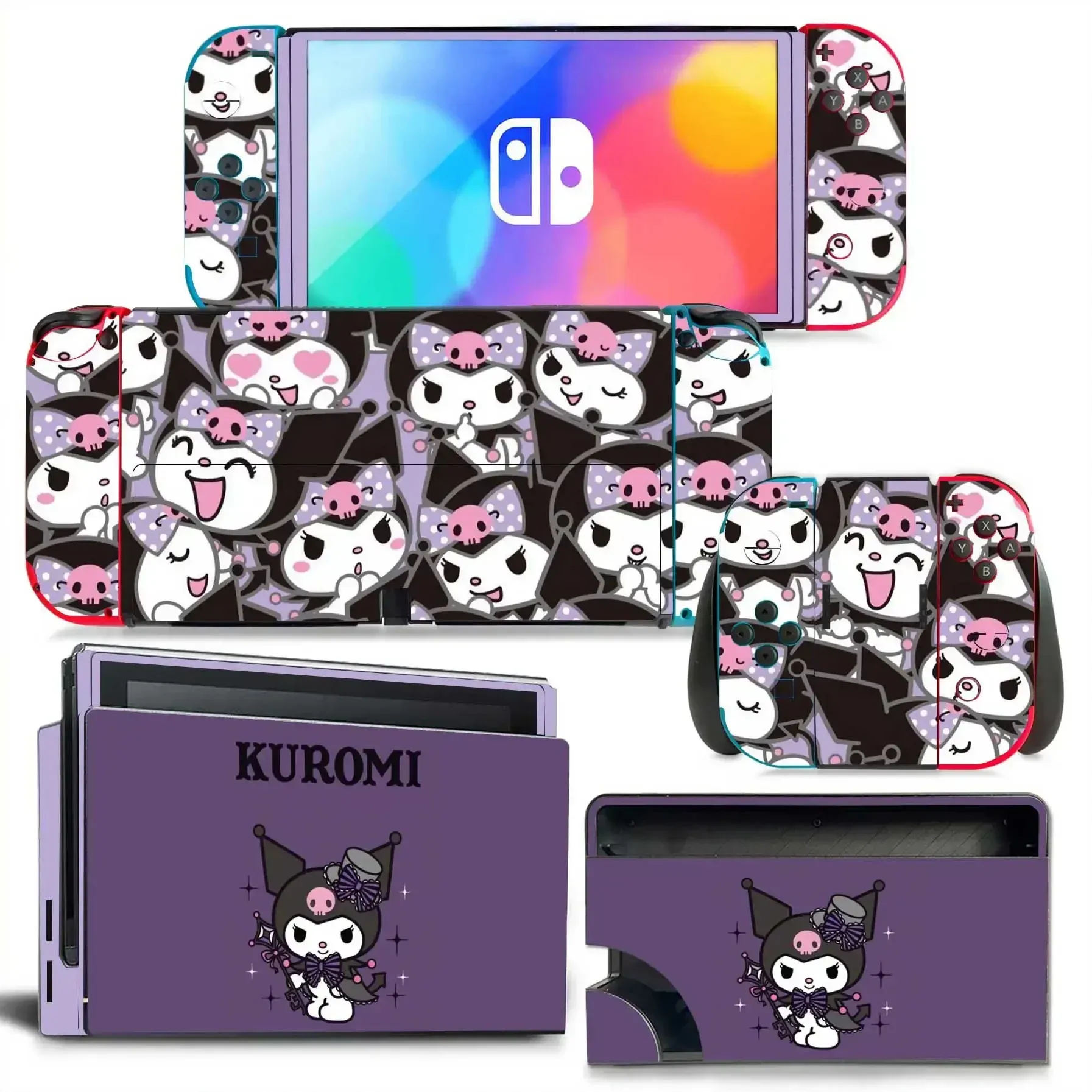 Naklejki kreskówka Kuromi Cinnamoroll Skin Cover naklejka naklejka na Nintendo Switch OLED Konsola gier Joycon Controller Dock Skin Winyl