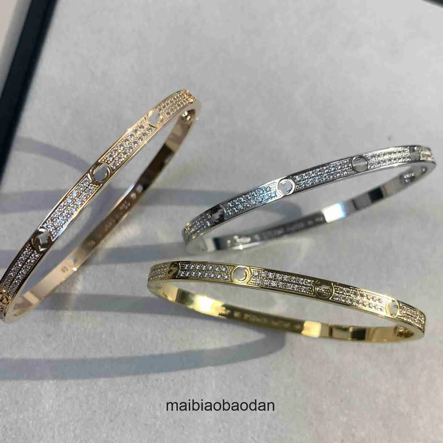 Pulseiras de jóias de ponta para carter feminino v ouro completo estreito de duas fileiras Bracelete de diamante grossa de grossa 18k Bracelet de luxo de ouro rosa original 1: 1 com logotipo real