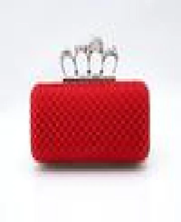 Classic DesignerType4 Red Ladies Skull Clutch Knuckle Anelli a quattro dita borsetta da spina serale Borsa da sposa 03918B7914838