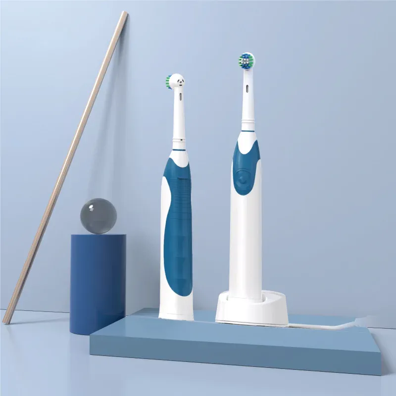 Brosse à dents s'efforçant les cheveux doux adultes brosse à dents électrique rotatif charge sans fil de tête rond compatible oralb brosse à dents